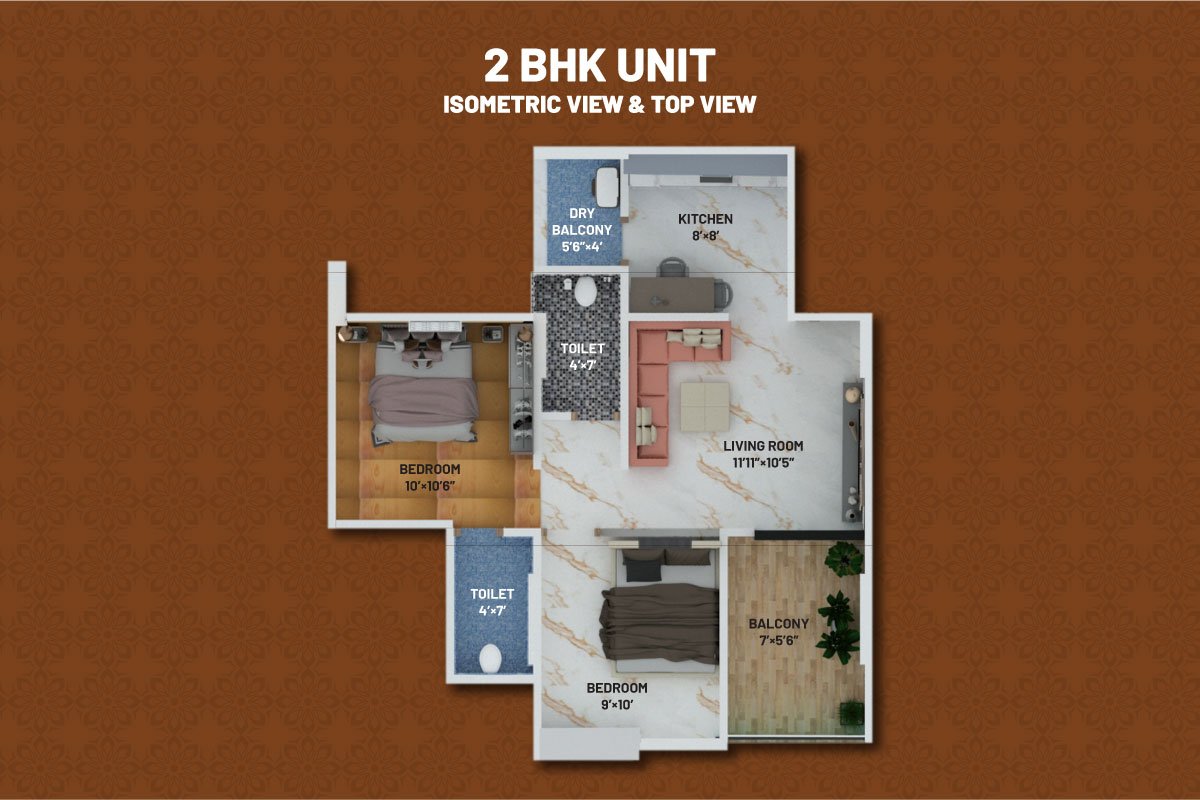 FLOOR PLAN - 1 & 2 BHK Royal Homes at Eastern Royale, Lohegaon